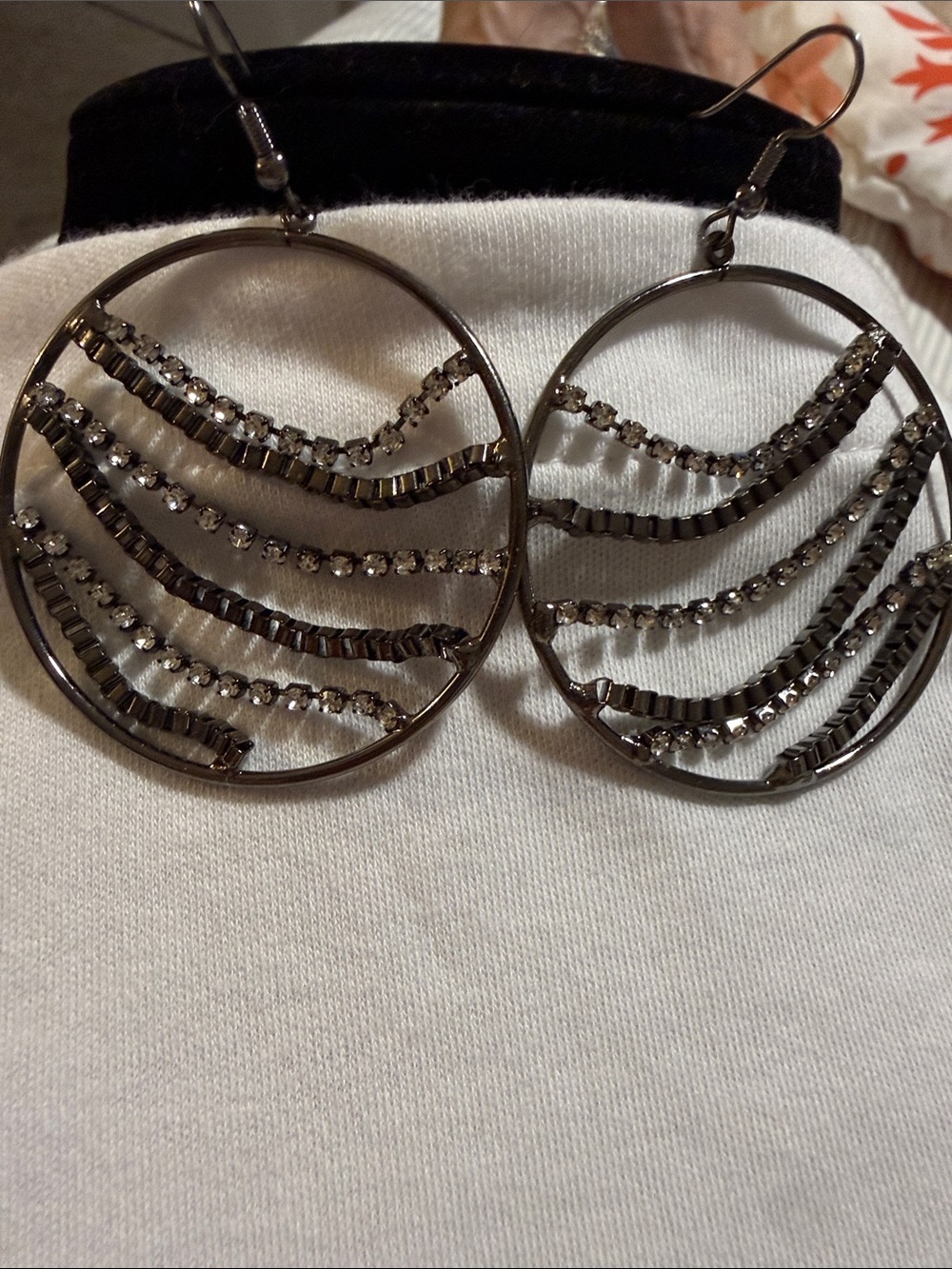 Women’s G-Metal 2.75” Wave Rhinestone Drop Earrings